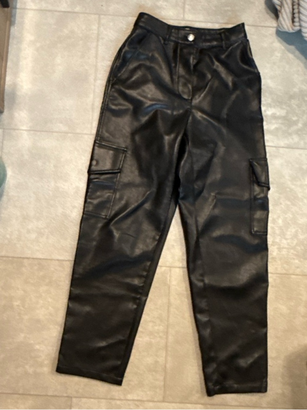 Wilfred Black Faux Leather Cargo Pants
